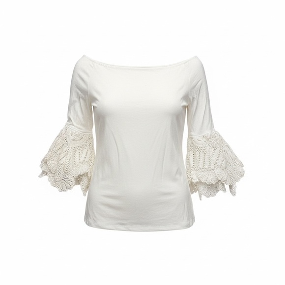 Bailey 44 Tops - Bailey 44 Cream Blouse with Crochet Bell Sleeves